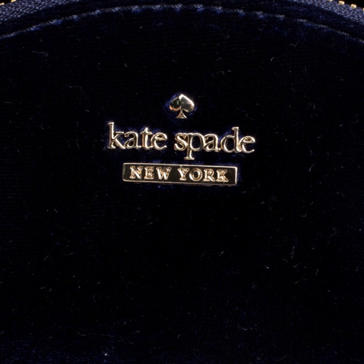 Pre Owned Kate Spade Black/Blue Leather and Velvet Mini Watson Lane Merry Backpack  