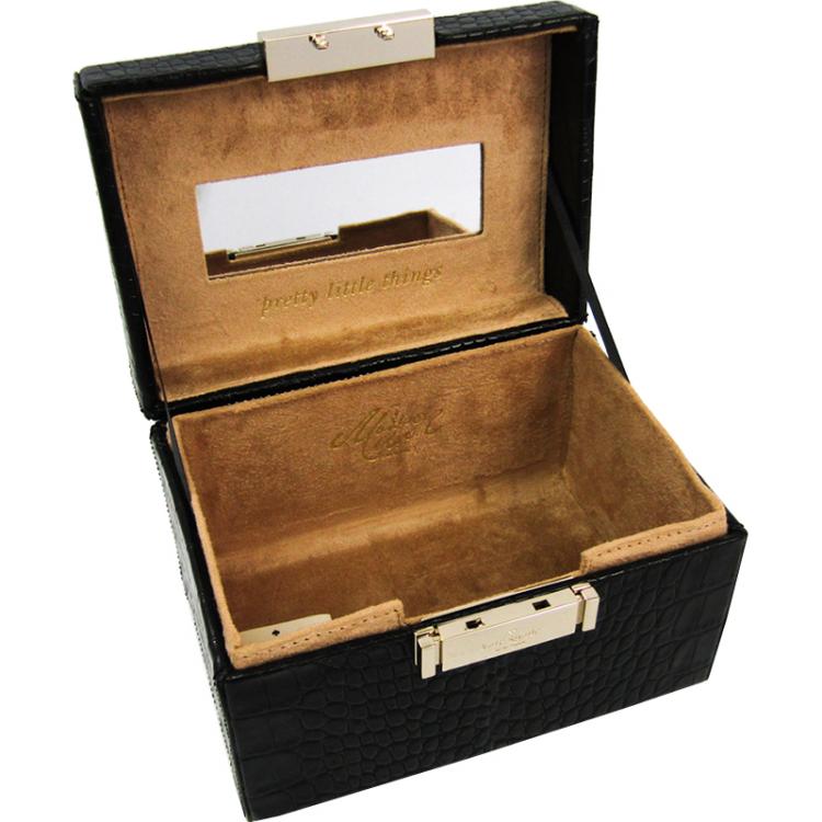 Pre Owned Kate Spade Black Embossed Leather Madison Avenue Collection Vanity Box