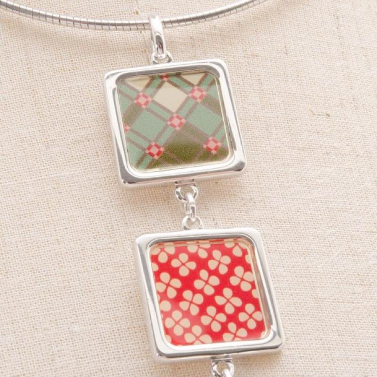 Pre Owned KENZO Silver & Enamel Dangling Necklace 