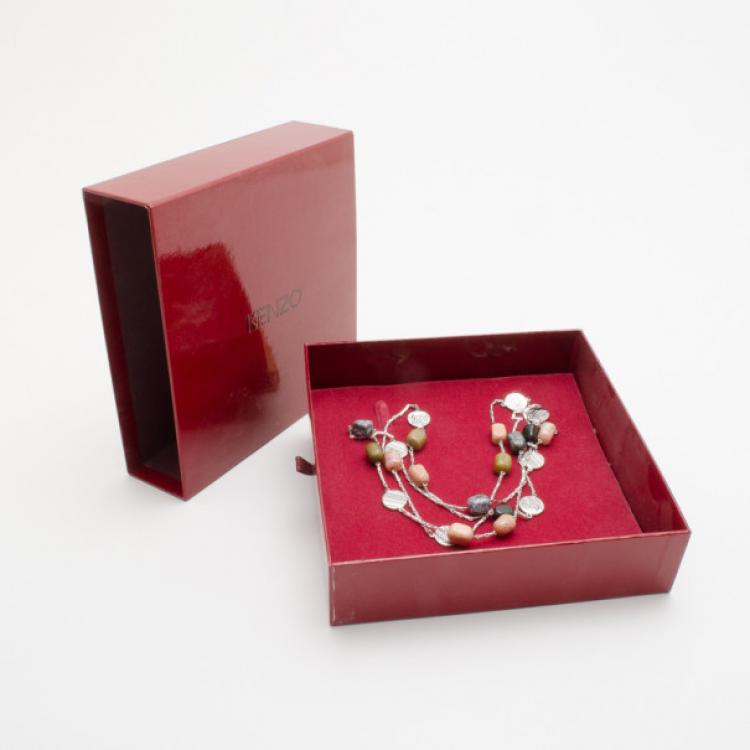 Pre Owned KENZO 120 CM Silver Beads Necklace