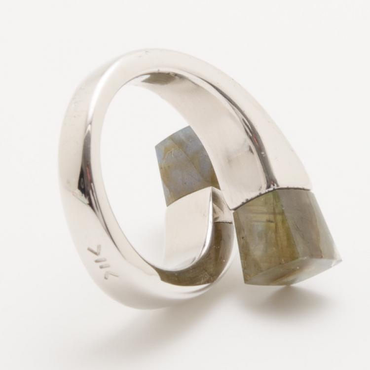 Pre Owned KENZO Kyoto Twist Labradorite Silver Ring Size 54