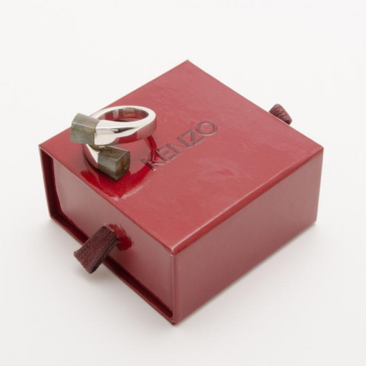 Pre Owned KENZO Kyoto Twist Labradorite Silver Ring Size 54