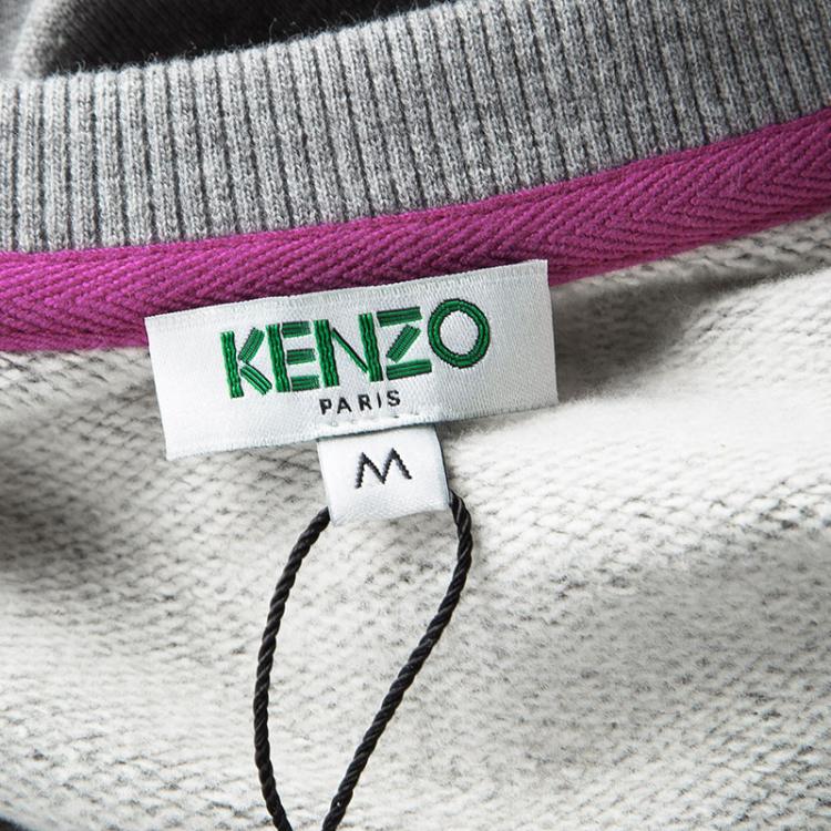 Pre Owned Kenzo Grey Tiger Motif Rainbow Sweatshirt Dress M