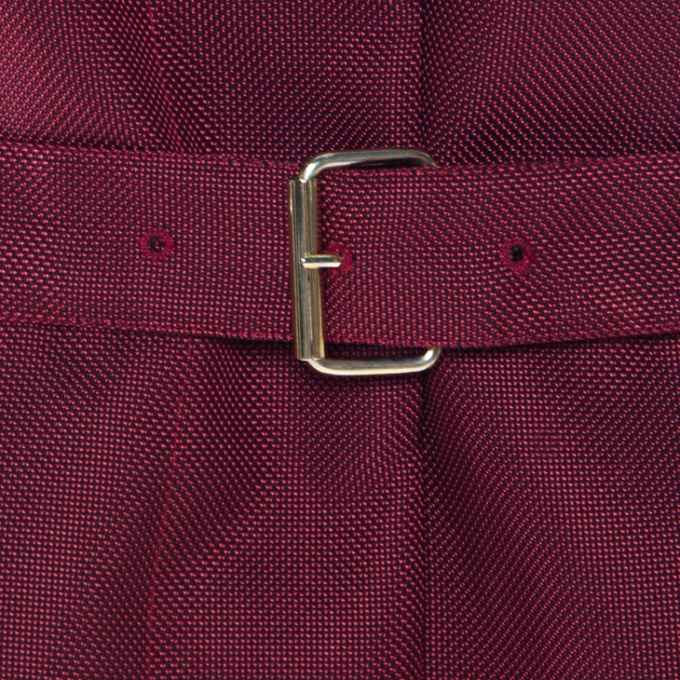 Pre Owned Kenzo Brick Red Contrast Lapel Cape Back Belted Jacket L