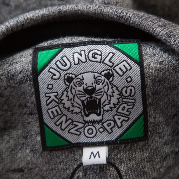 Pre Owned Kenzo Grey Knit Embroidered Tiger Motif Sweatshirt M  