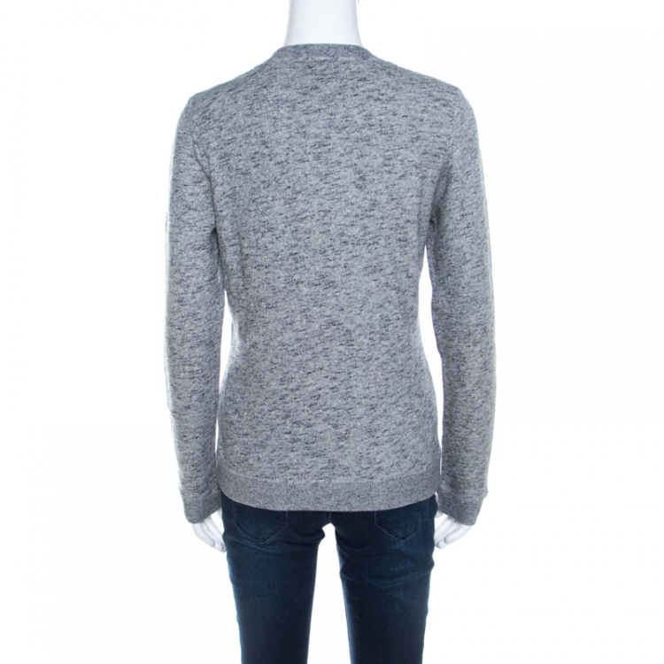 Pre Owned Kenzo Grey Knit Embroidered Tiger Motif Sweatshirt M  