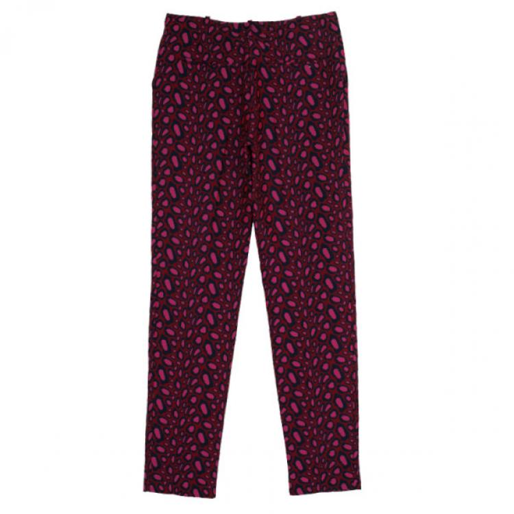 Pre Owned Kenzo Leopard Jacquard Skinny Pants S
