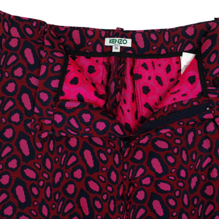 Pre Owned Kenzo Leopard Jacquard Skinny Pants S