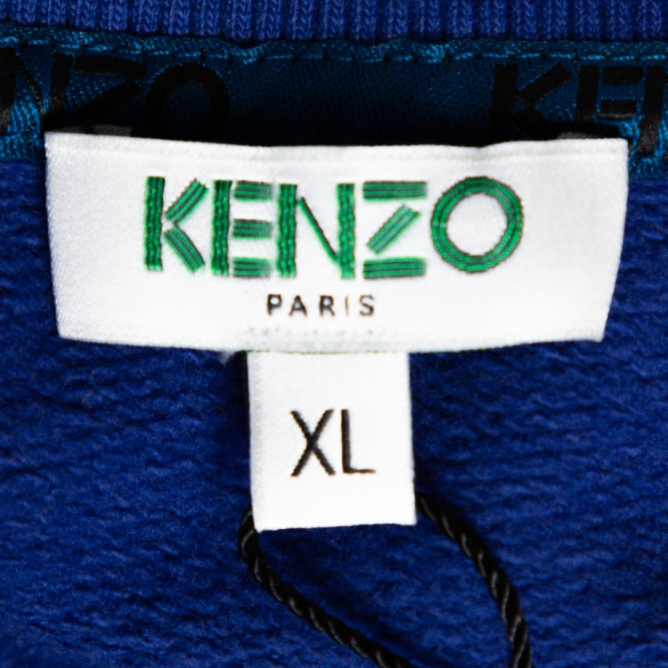 Pre Owned Kenzo Blue Knit Logo Print Sweatshirt Dress XL