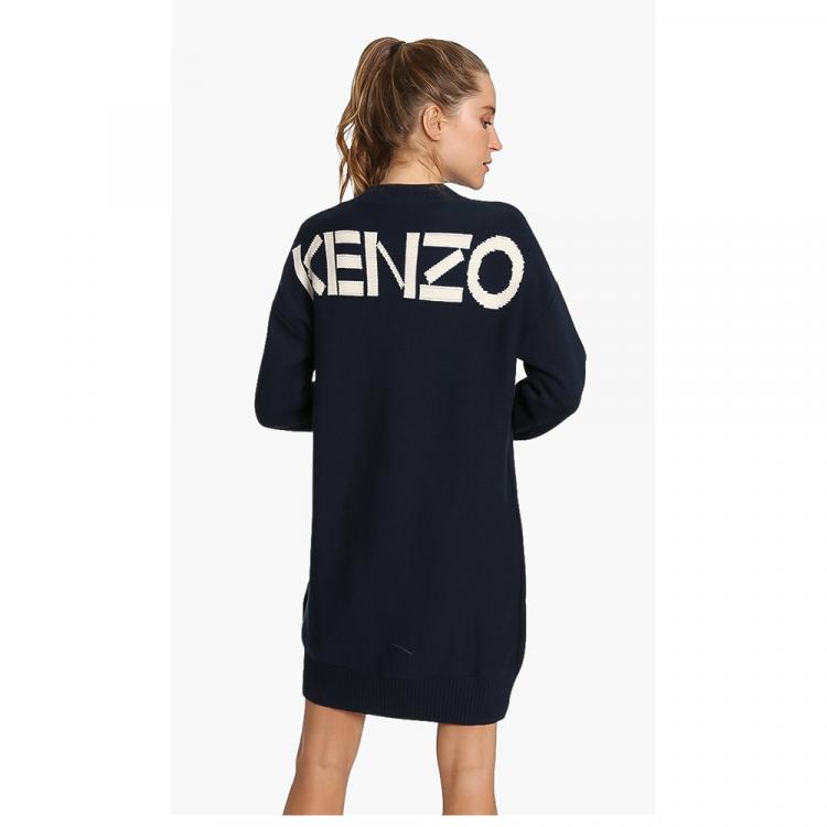 Pre Owned Kenzo Blue Logo Sweatshirt Dress M