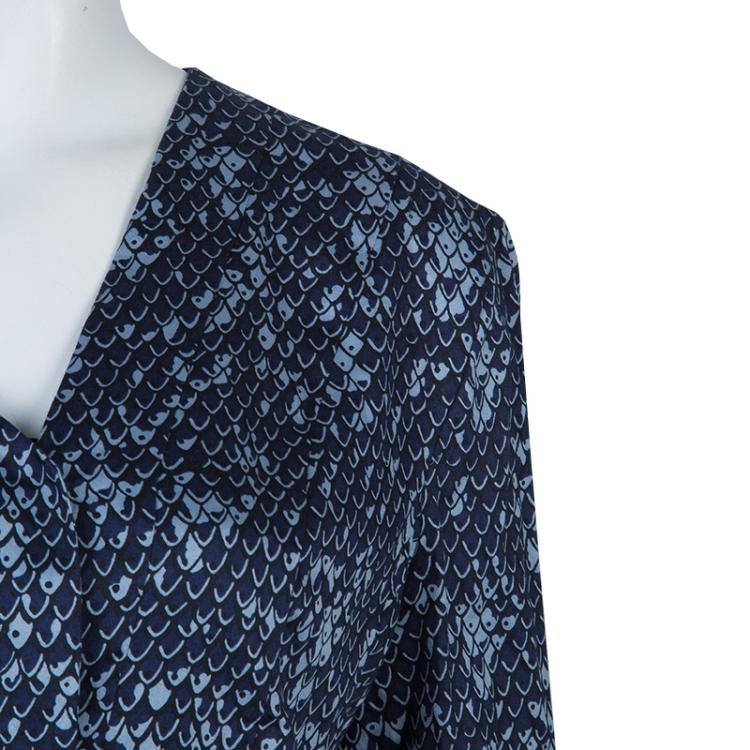 Pre Owned Kenzo Blue Printed Long Sleeve Top L