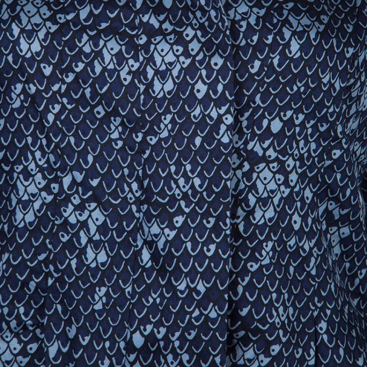 Pre Owned Kenzo Blue Printed Long Sleeve Top L
