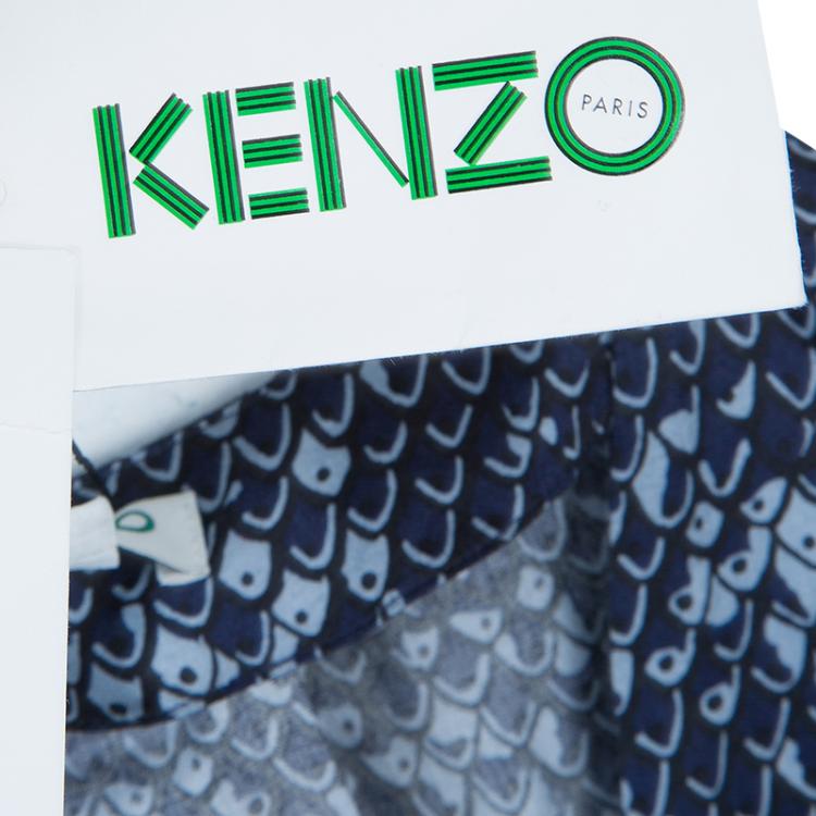 Pre Owned Kenzo Blue Printed Long Sleeve Top L