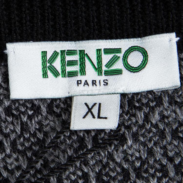 Pre Owned Kenzo Striped Embroidered Wool Eye Motif Embellished Sweater XL