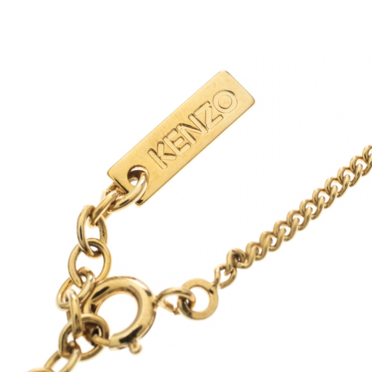 Pre Owned Kenzo Shark Tooth Gold Tone Pendant Necklace