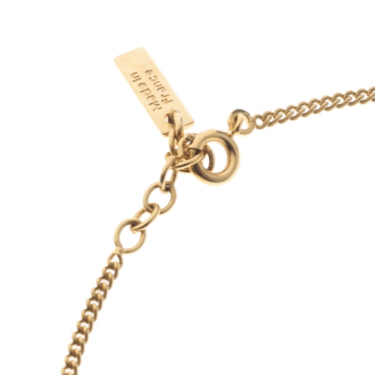 Pre Owned Kenzo Enamel Gold Tone Dual Charm Chain Necklace