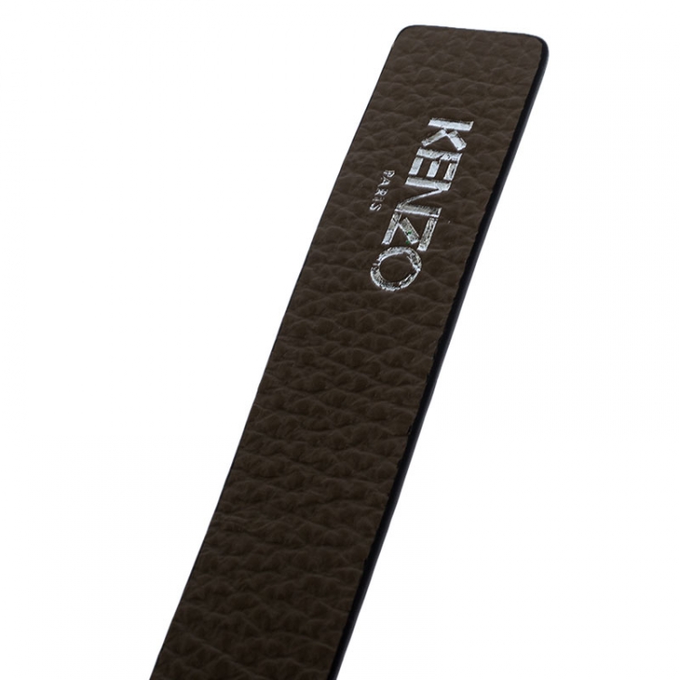 مملوكة مسبقًا Kenzo White/Brown Leather Reversible Wrap Waist Belt