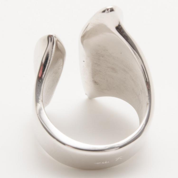 Pre Owned KENZO Leaves Silver Wrap Around Ring Size 56