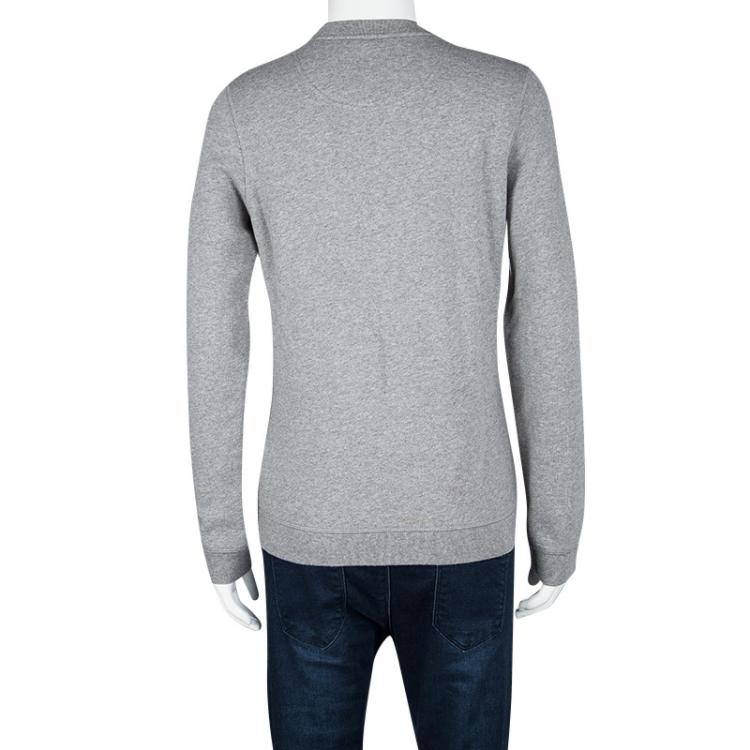 Pre Owned Kenzo Jungle Grey Embroidered Tiger Motif Sweatshirt M