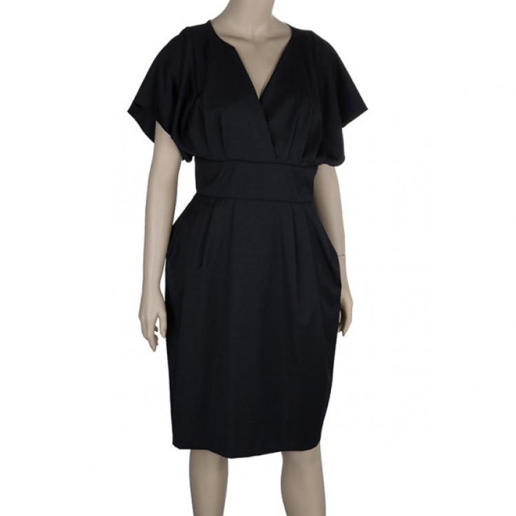 مملوكة مسبقًا Kenzo Black Wrap Front Dress L