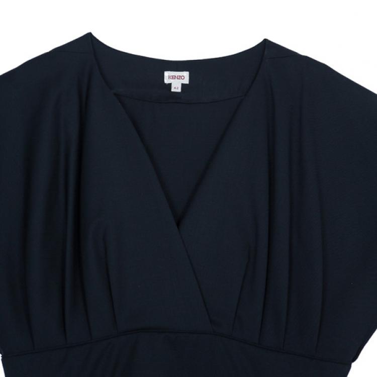 مملوكة مسبقًا Kenzo Black Wrap Front Dress L