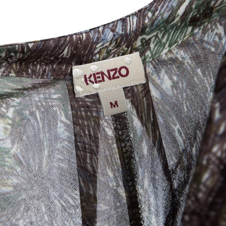 Pre Owned Kenzo Multicolor Scribble Printed Silk Jersey Wrap Shrug M