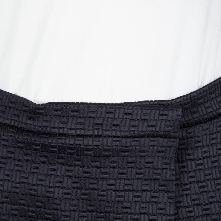 Pre Owned Kenzo Navy Blue Textured  Flared Wrap Mini Skirt S