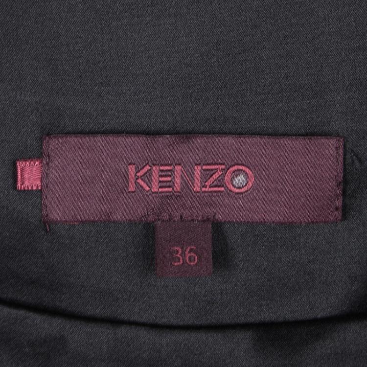 Pre Owned Kenzo Black High Waist Tie Detail Silk Maxi Skirt S