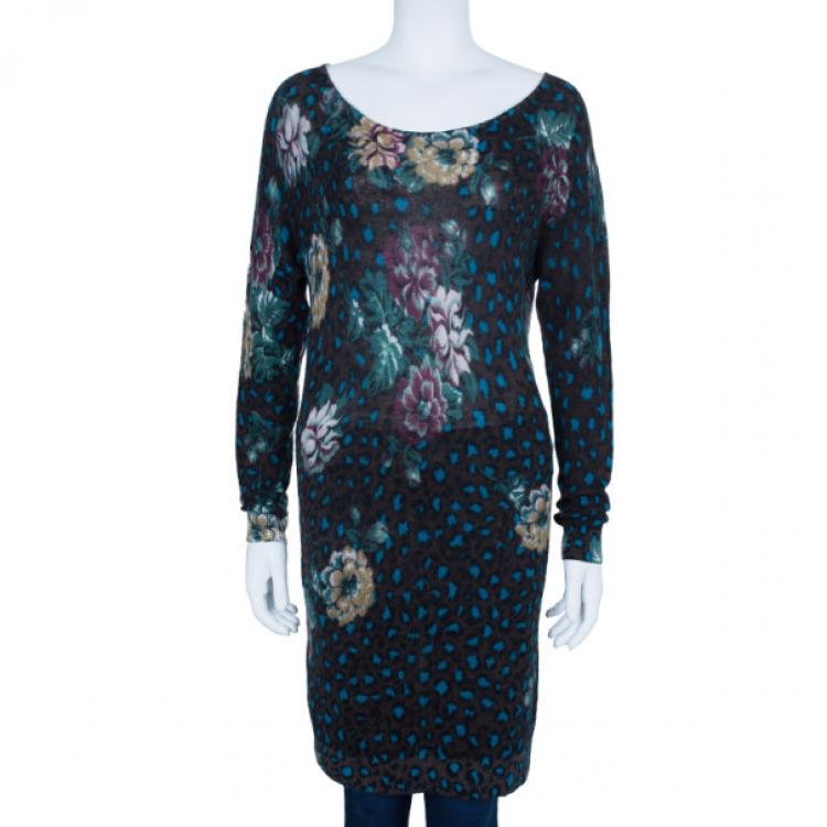 Pre Owned Kenzo Floral Knit Long Top S