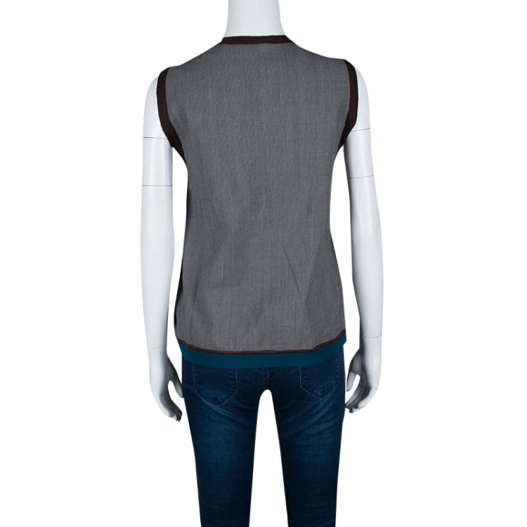 مملوكة مسبقًا Kenzo Multicolor Aztec Patterned Knit Button Front Sweater Vest L