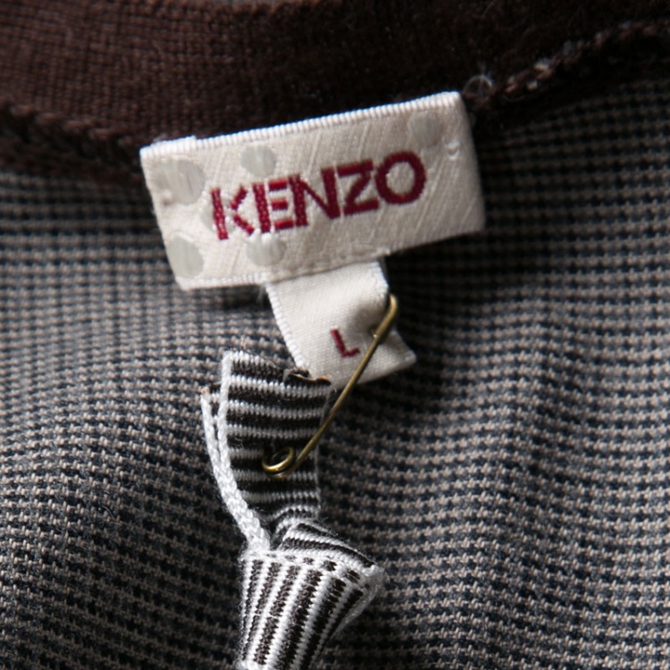 مملوكة مسبقًا Kenzo Multicolor Aztec Patterned Knit Button Front Sweater Vest L