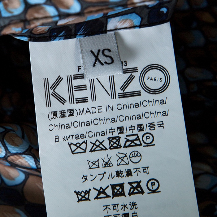 Pre Owned Kenzo Multicolor Animal Scale Printed Lightweight Volume Trench Coat XS