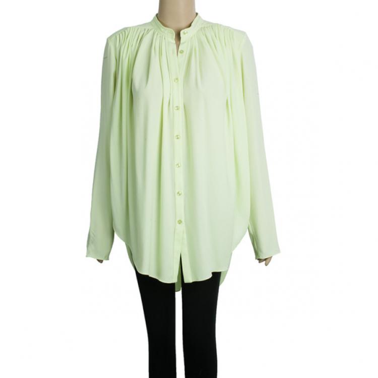 Pre Owned Kenzo Pleated Silk Yellow Top M