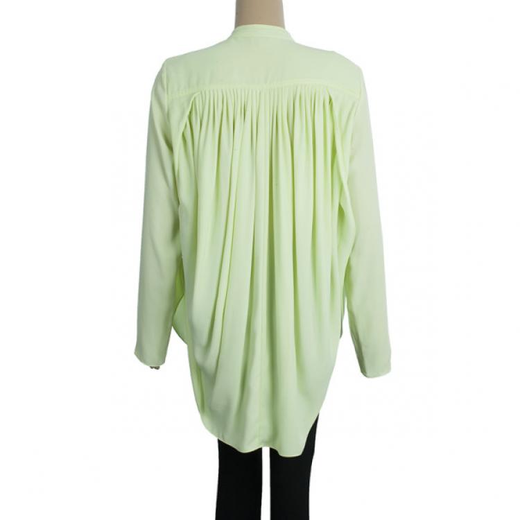 Pre Owned Kenzo Pleated Silk Yellow Top M