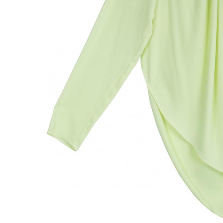 Pre Owned Kenzo Pleated Silk Yellow Top M