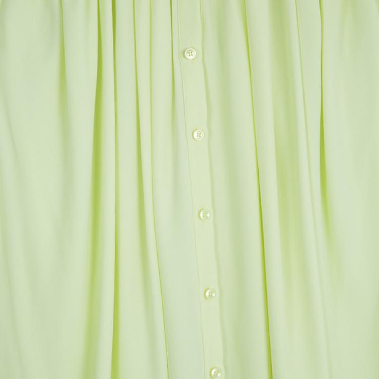 Pre Owned Kenzo Pleated Silk Yellow Top M