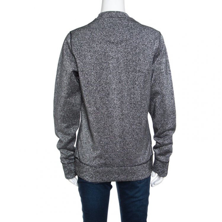 Pre Owned Kenzo Metallic Grey Embroidered Monster Motif Sweatshirt S