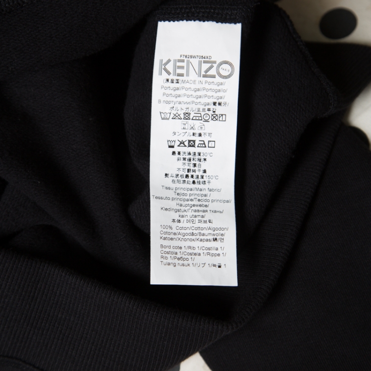 Pre Owned Kenzo Black Embroidered Applique Detail Tiger Motif Sweatshirt L