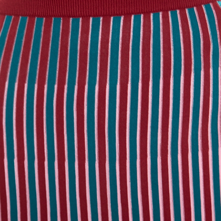 Pre Owned Kenzo Multicolor Striped Knit High Waist Midi Skirt M