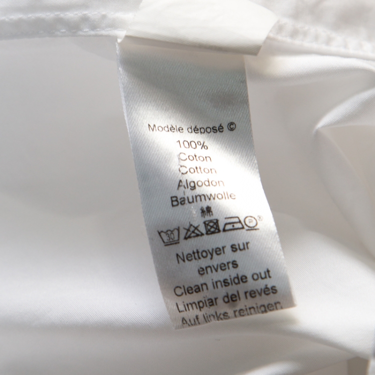 Pre Owned Kenzo White Cotton Poplin Contrast Placket Button Front Shirt L