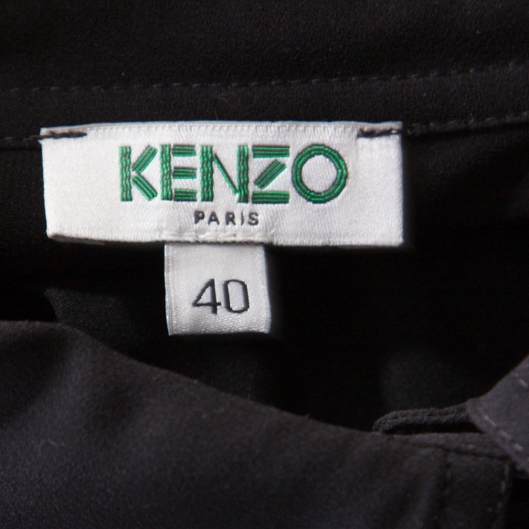 Pre Owned Kenzo Black Layered Long Sleeve Oversized Tunic Dress M