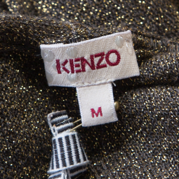مملوكة مسبقًا Kenzo Grey Lurex Knit Belted Cardigan M
