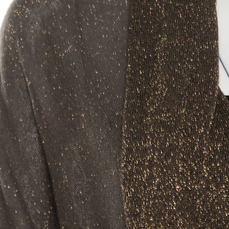 مملوكة مسبقًا Kenzo Grey Lurex Knit Belted Cardigan M