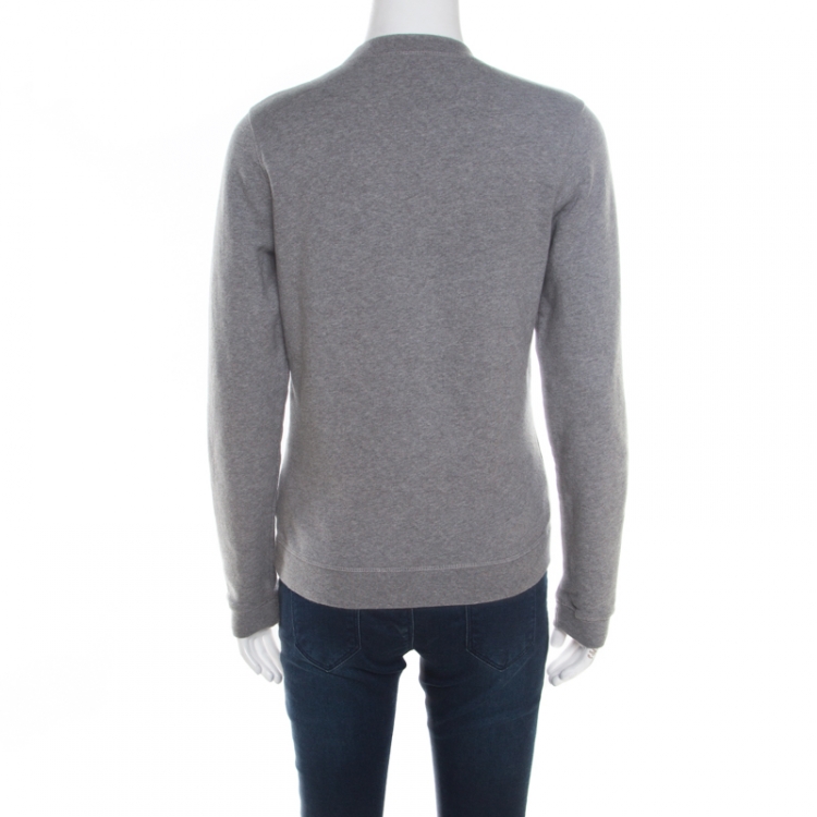 Pre Owned Kenzo Grey Embroidered Tiger Motif Sweatshirt M