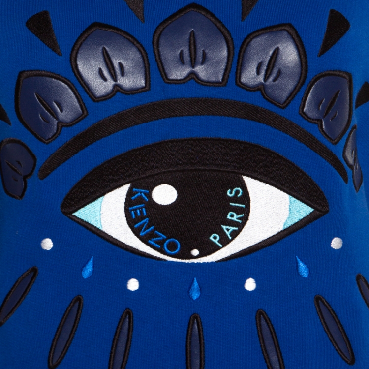 Pre Owned Kenzo Blue Embroidered Eye Motif Sweatshirt S