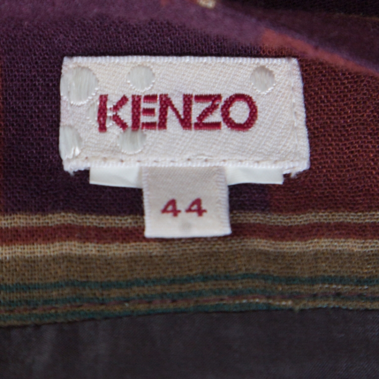Pre Owned Kenzo Multicolor Striped Faux Wrap Maxi Skirt L