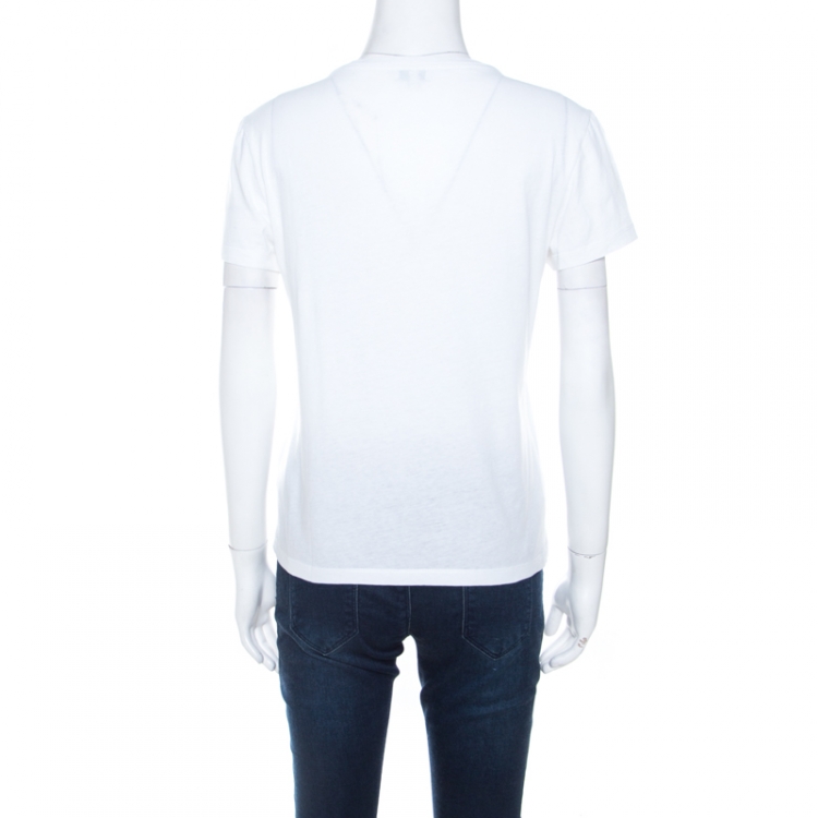 مملوكة مسبقًا Kenzo White Tiger Motif Print Cotton Jersey Crew Neck T Shirt M
