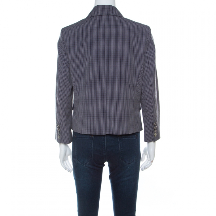 Pre Owned Kenzo Mauve Purple Checkered Cotton Blazer L 