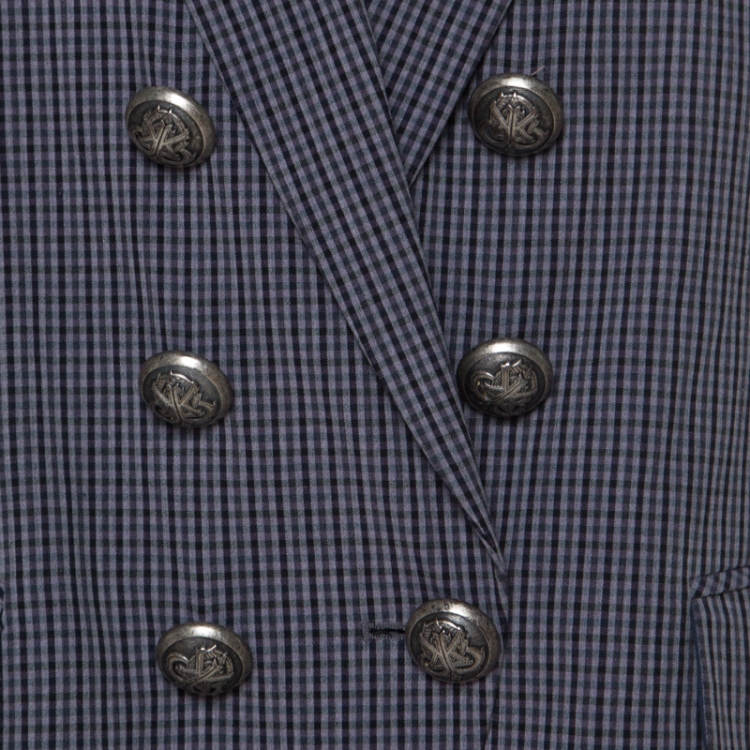 Pre Owned Kenzo Mauve Purple Checkered Cotton Blazer L 