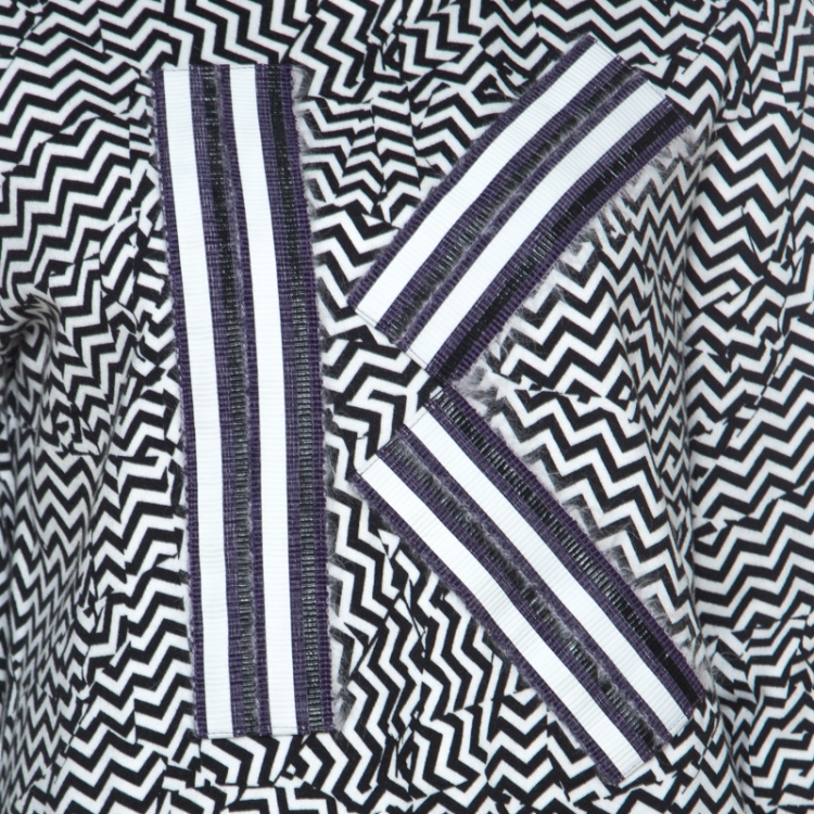 Pre Owned Kenzo Black & White Molleton Chevron Sweatshirt Dress M